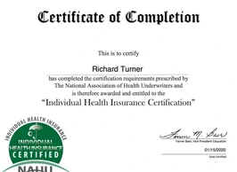 INDIVIDUAL HEALTH INSURANCE CERTIFICATION